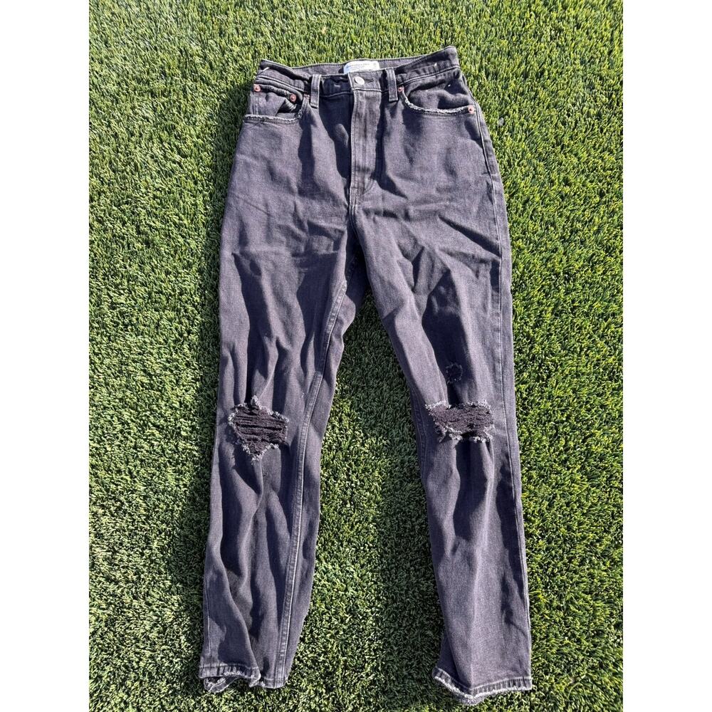 Abercrombie & Fitch Ultra High Rise‎ Ankle Straight Black Denim Jeans 2/26